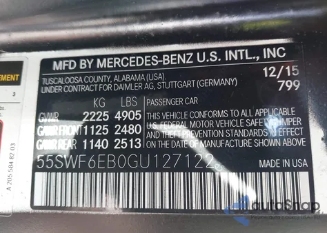 2016 Mercedes-Benz C 450 Amg 4Matic from USA, damaged, VIN 55SWF6EB0GU127122